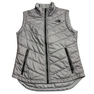 The North Face Womens Size Medium Gray Quilted Puffer Vest Sleeveless Jacket